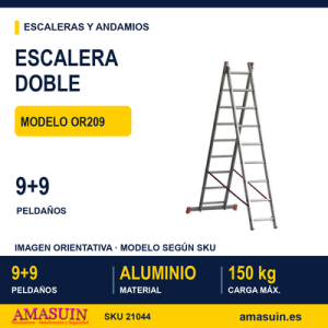 Escalera Transformable Doble OR209 9+9 Peldaños.