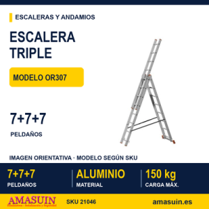 Escalera Transformable Triple OR307 7+7+7 Peldaños.