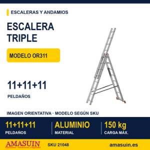 Escalera Transformable Triple OR311 11+11+11 Peldaños.