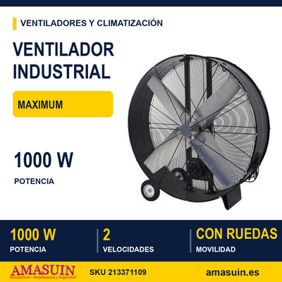 Ventilador Industrial Maximum 1000w Negro 112d 2 Velocidades C/ruedas 1 Ventilador Industrial Maximum 1000w Negro 112d 2 Velocidades C/ruedas