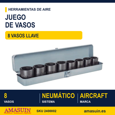Juego 8 Vasos Llave de Impacto de 3/4". 1 Juego 8 Vasos Llave de Impacto de 3/4".