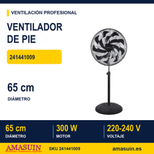Ventilador Pie Indust.centurion Negro1velecidad 300w 16asp Fijo Y Rotat.oscilante Regx65x59cm