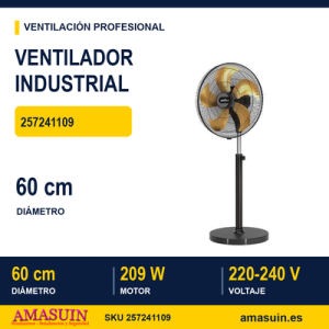 Ventilador Indust.crucero 209w Negro/oro 5vel 5aspas Fijo Y Rotatorio Alta Velocidad Regx60x60cm