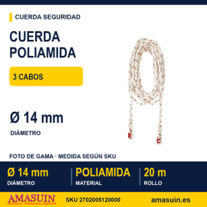 Cuerda Poliamida 14mm Rollo 20 Metros