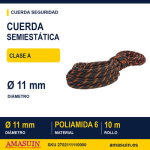 Cuerda Semiestática 11mm Rollo 10 Metros