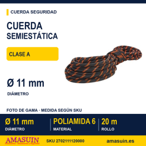 Cuerda Semiestática 11mm Rollo 20 Metros