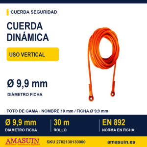Cuerda Dinámica 10mm Rollo 30 Metros