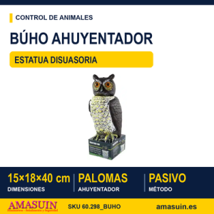 Estatua Búho ahuyenta palomas