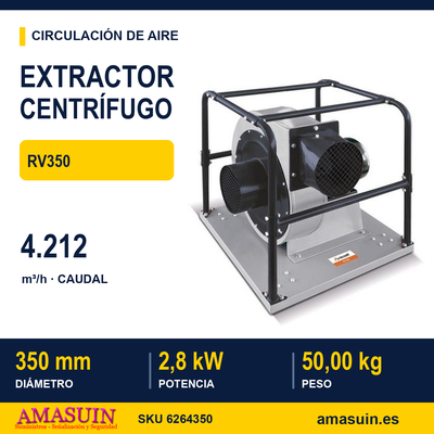Ventilador Extractor Centrífugo RV350. 1 Ventilador Extractor Centrífugo RV350.