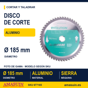 Disco Corte Aluminio Ø185x20x1.2mm.