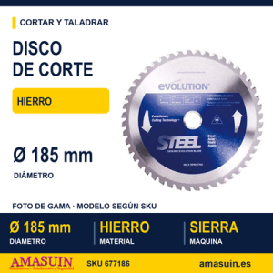 Disco Corte Hierro Ø185x20x1.6mm.