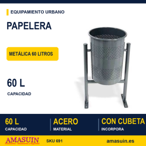 Papelera Metálica 60 Litros.