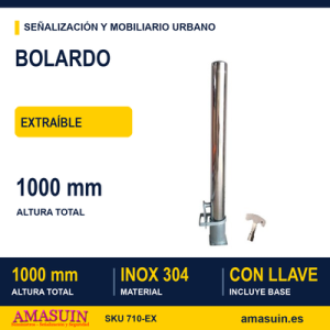 Bolardo Extraible Acero Inoxidable.