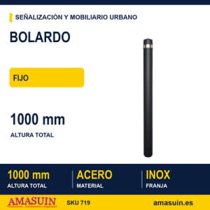 Bolardo Fijo Franja Inox Acero Lacado.