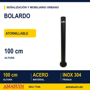 Bolardo Acero Franja Inox Atornillable