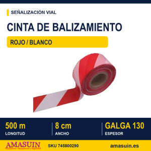 Cinta Balizar R/B Galga130 de 8cmx500m.