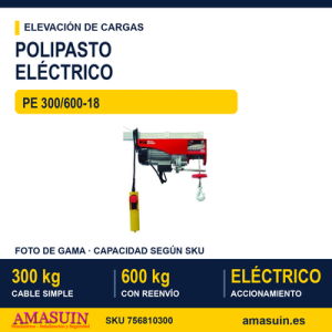 Polipasto Eléctrico PE 300/600-18.
