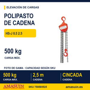 Polipasto HS-J 0.5 2.5 de Cadena.
