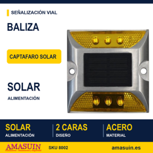 Baliza Captafaro Solar Ámbar Intermitente 2 Caras.