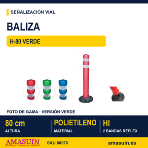 Baliza H-80 Verde Desmontable.