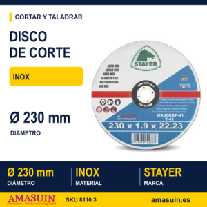 Disco Corte Inoxidable 230mm. Stayer.