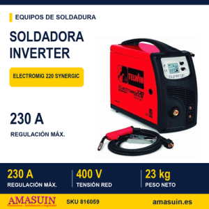 Soldadora Inverter Electromig 220 Synergic Hilo Multifunción.