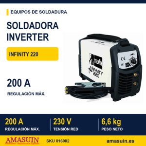 Soldadora Inverter Infinity 220 de Electrodos MMA y TIG.