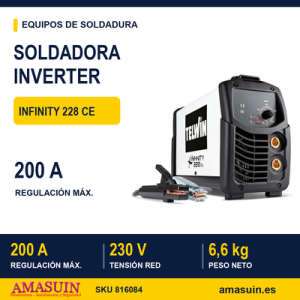 Soldadora Inverter Infinity 228 CE de Electrodos MMA y TIG.