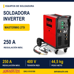 Soldadora Inverter Mastermig 275i Hilo Multifunción.