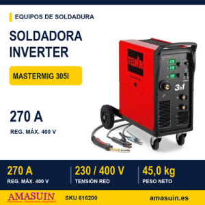Soldadora Inverter Mastermig 305i Hilo Multifunción.