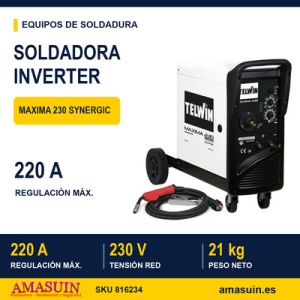 Soldadora Inverter Maxima 230 Synergic Hilo Multifunción.