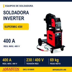 Soldadora Inverter Supermig 450i Hilo Multifunción.