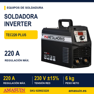 Soldadora Inverter Tec220 Plus de Electrodos MMA y TIG LIFT.