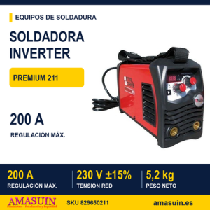 Soldadora Inverter Premium 211 de Electrodos MMA y TIG.