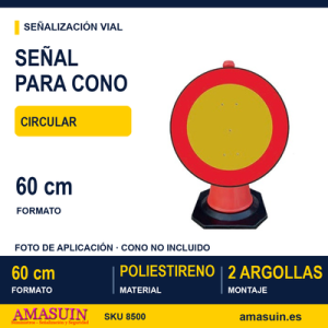 Señal Circular 60cm Plástico para Conos