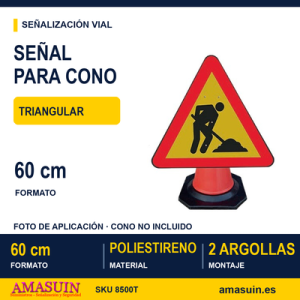 Señal Triangular 60cm Plástico para Conos