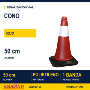 Cono Rojo Polietileno 50cm 2 Piezas.