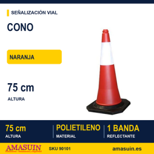 Cono Naranja Polietileno 75cm 2 Piezas.