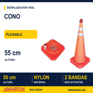 Cono Plegable 55cm con Luz.