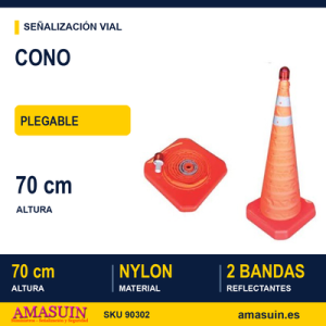 Cono Plegable 70cm con Luz.