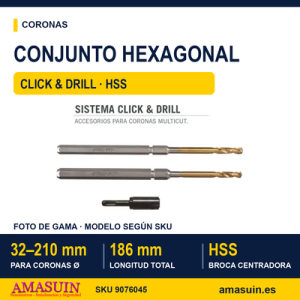 Conjunto Hexagonal HSS Click&Drill 32-210mm