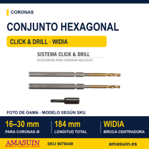 Conjunto Hexagonal Widia Click&Drill 16-30mm