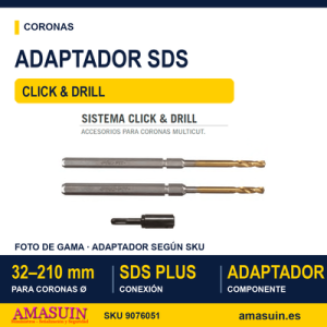 Adaptador SDS para Conjunto Hexagonal Click&Drill 32-210mm.
