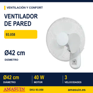Ventilador de Pared 40W con Mando