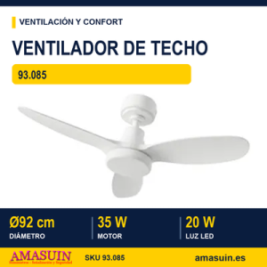 Ventilador techo LED con 3 aspas. 92cm.