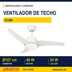 Ventilador techo LED con 3 aspas.107cm.