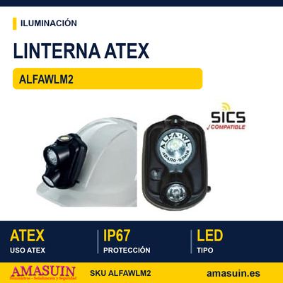 Linterna ATEX de Casco Adalit Alfa WL M2 1 Linterna ATEX de Casco Adalit Alfa WL M2