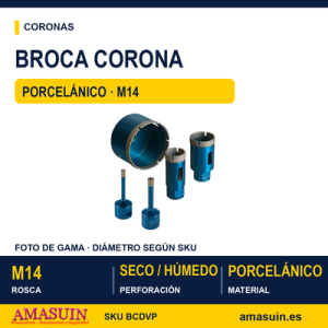 Broca Corona Diamantada Vacuum Porcelánico M14.