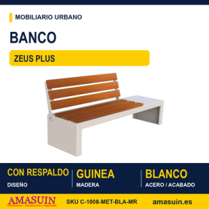 Banco Zeus Plus Acero Blanco Madera de Guinea