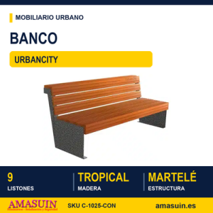 Banco Urbancity Respaldo Acero y Madera Tropical